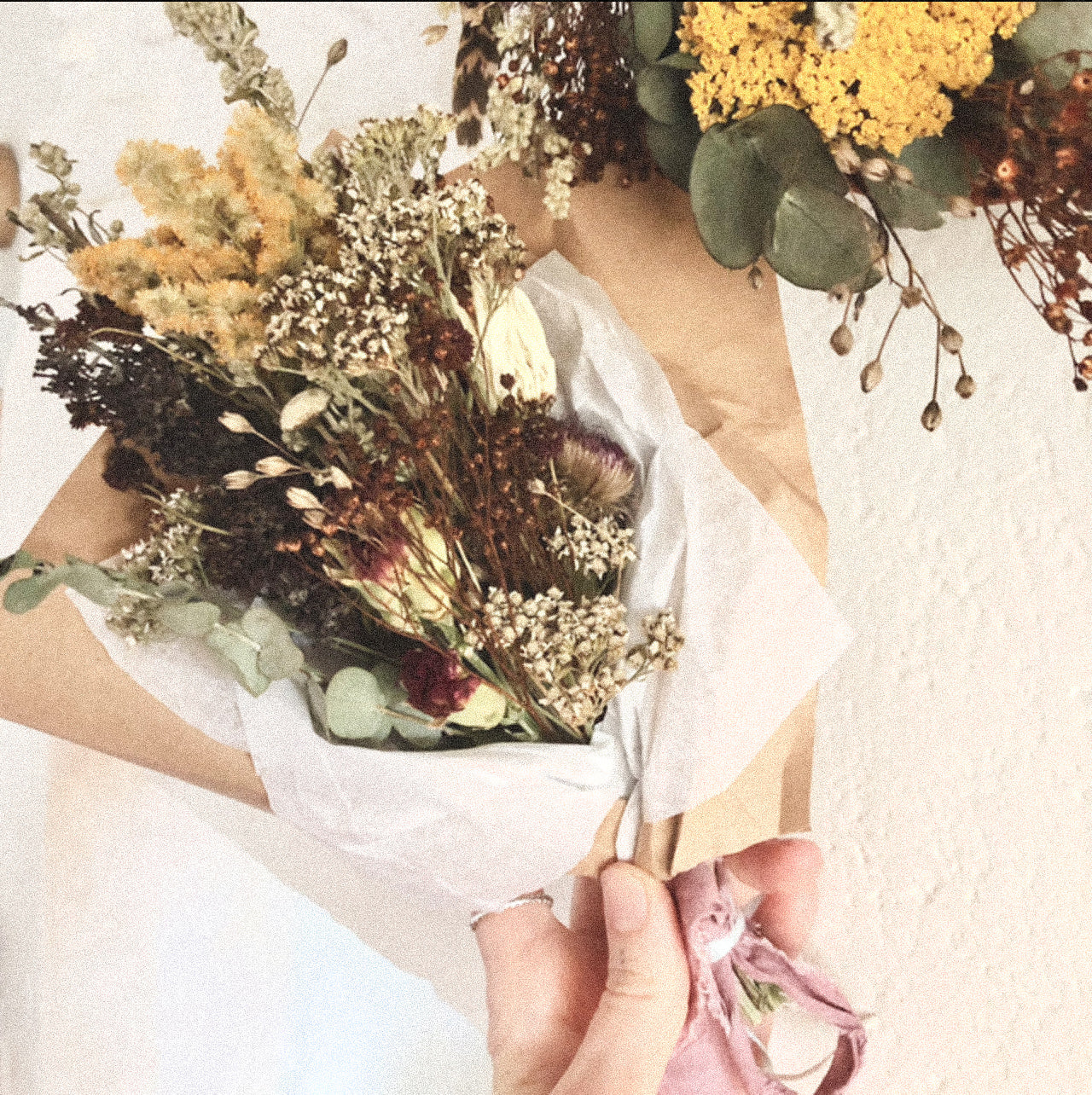 Dried wildflower posies of the seasons past