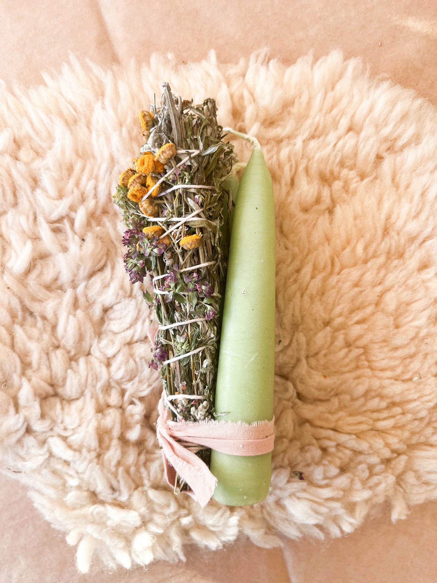 Blessing herbs gift set | Smudge + mini candle pair