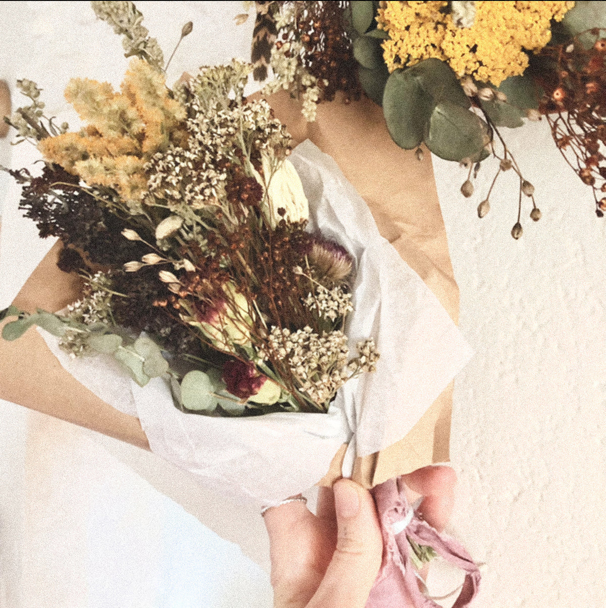 Dried wildflower posies of the seasons past