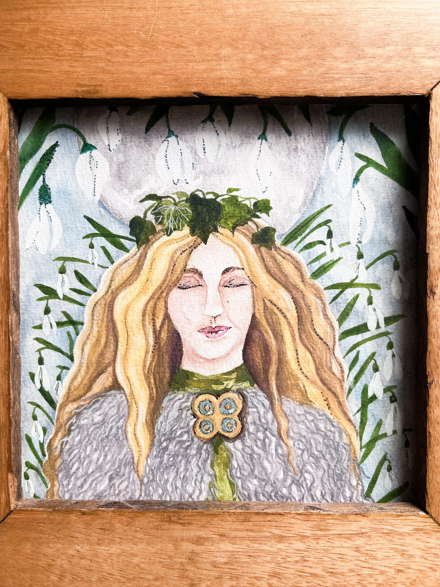 Snowdrop Goddess - original framed painting