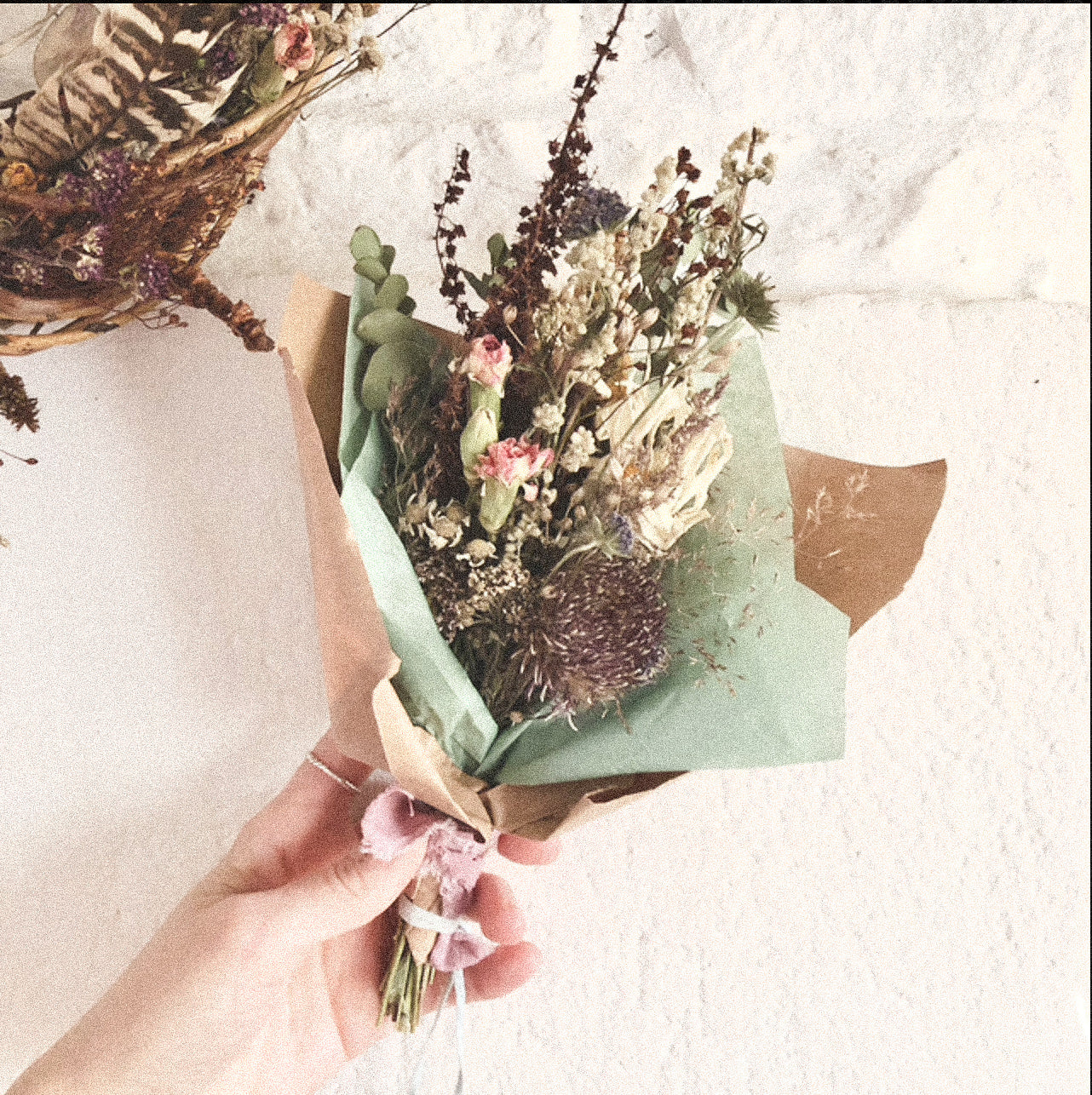 Dried wildflower posies of the seasons past