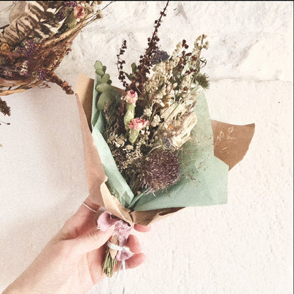 Dried wildflower posies of the seasons past