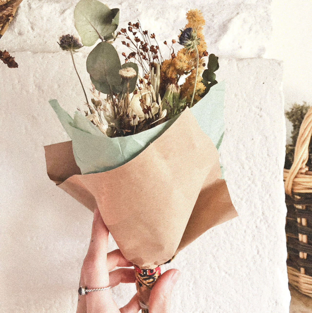 Dried wildflower posies of the seasons past
