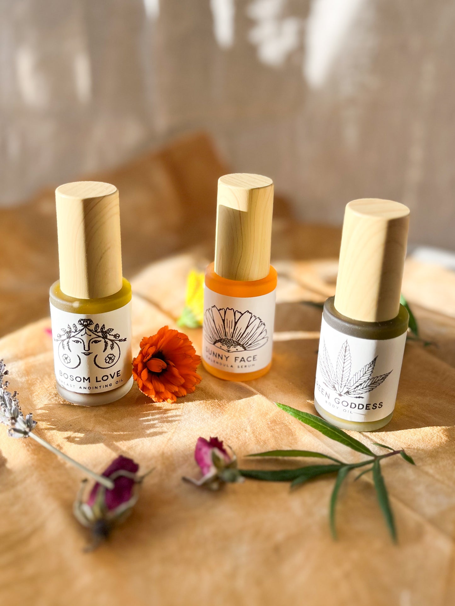 Body Bosom and Face Anointing Oil Gift Set - herbal infused massage oils
