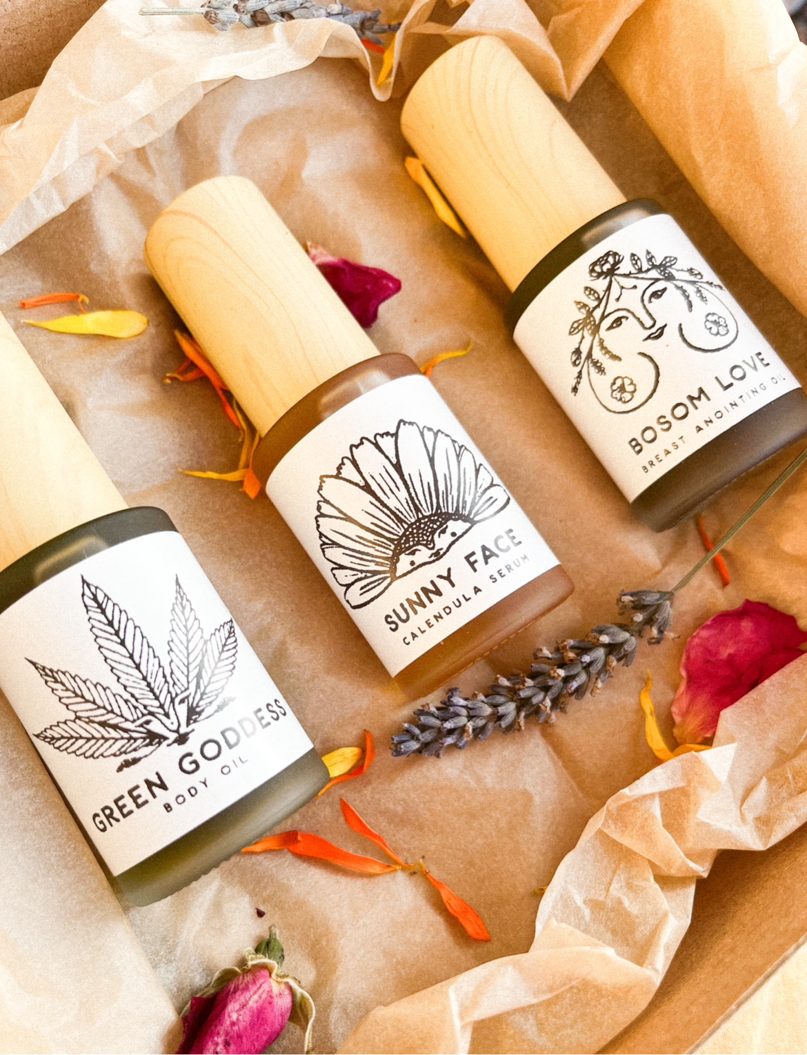 Body Bosom and Face Anointing Oil Gift Set - herbal infused massage oils