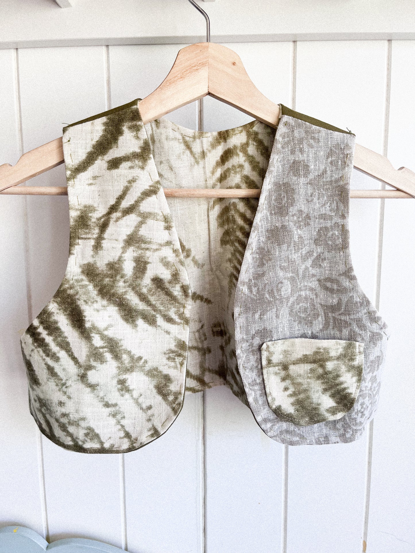 Reversible Cotton waistcoat - forest