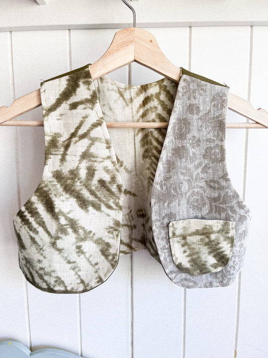 Reversible Cotton waistcoat - forest