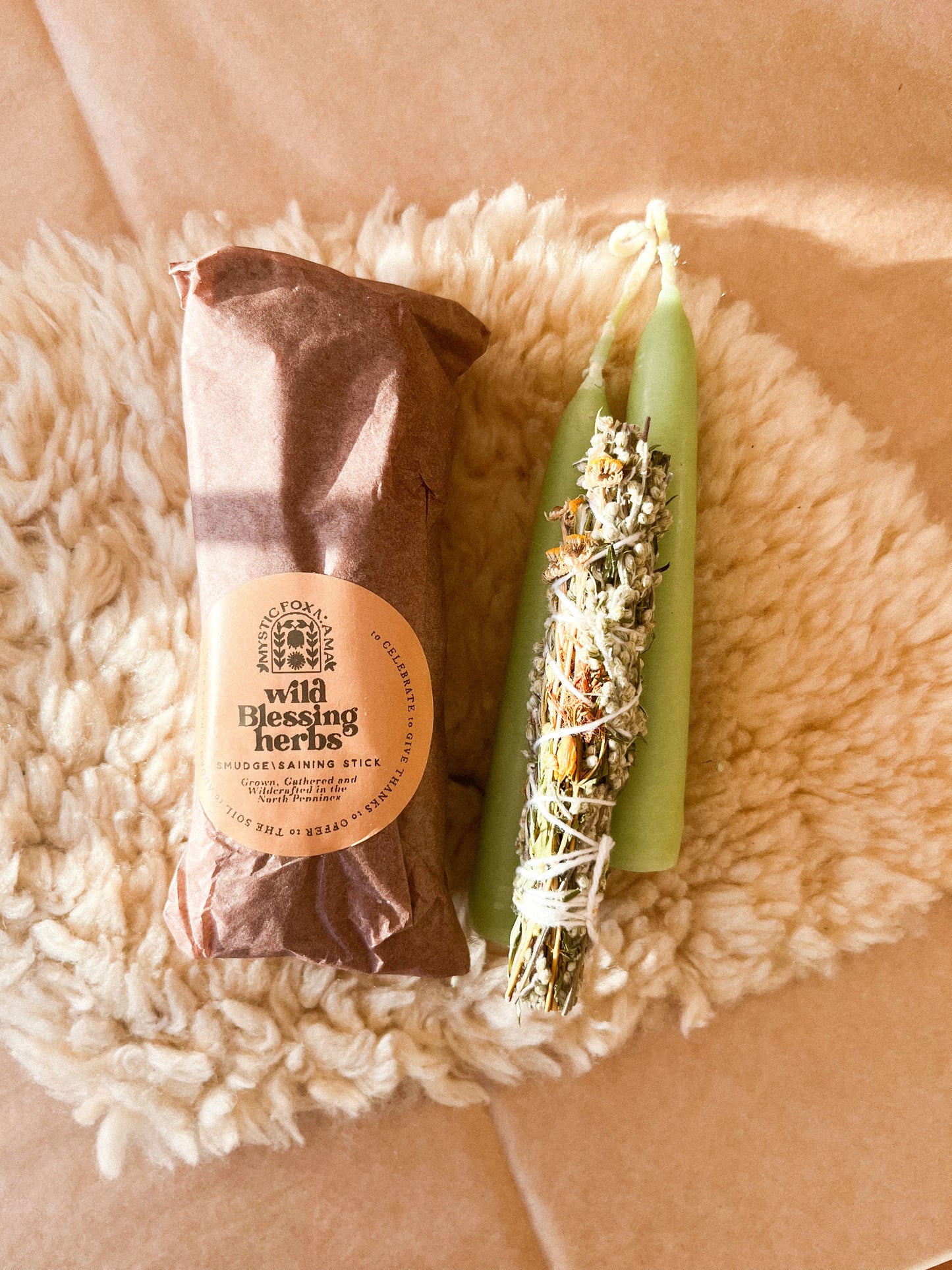 Blessing herbs gift set | Smudge + mini candle pair