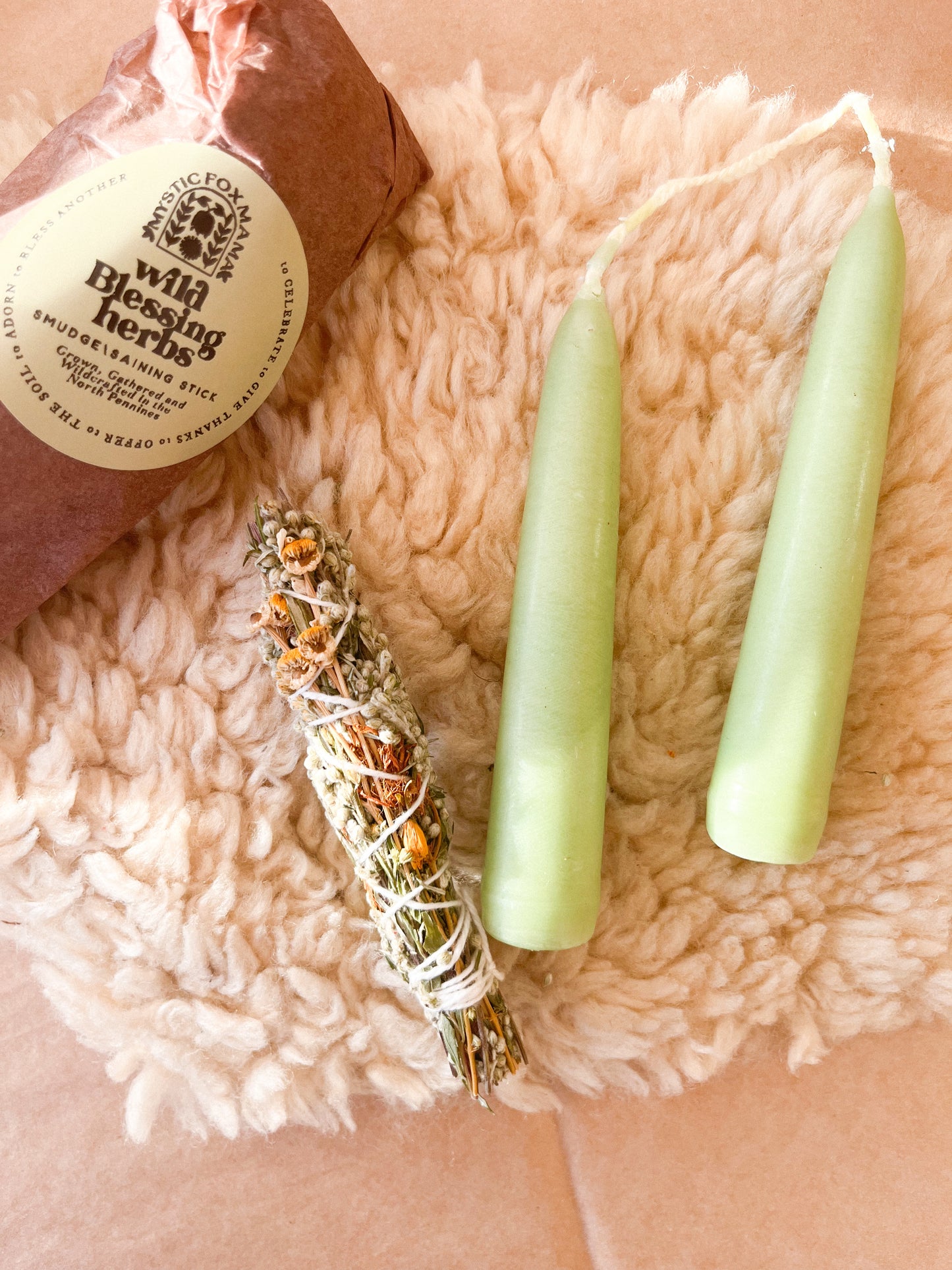 Blessing herbs gift set | Smudge + mini candle pair